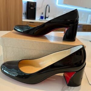 Christian Louboutin Sabb 55MM Black Patent Heels with Red Sole